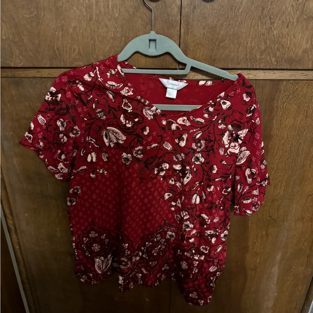 Red Floral Blouse